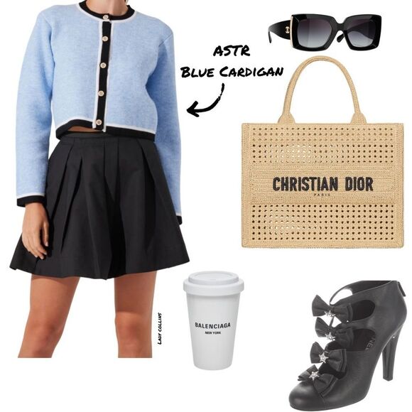 ASTR Blue & Black Knit Cardigan - Picture 1 of 3